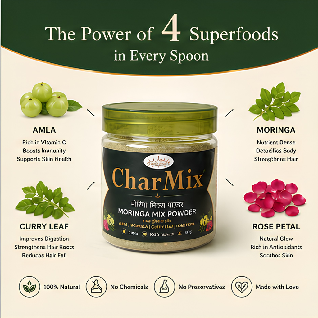 CHARMIX- Moringa Mix Powder - 4 Herb Blend for Hair & Skin