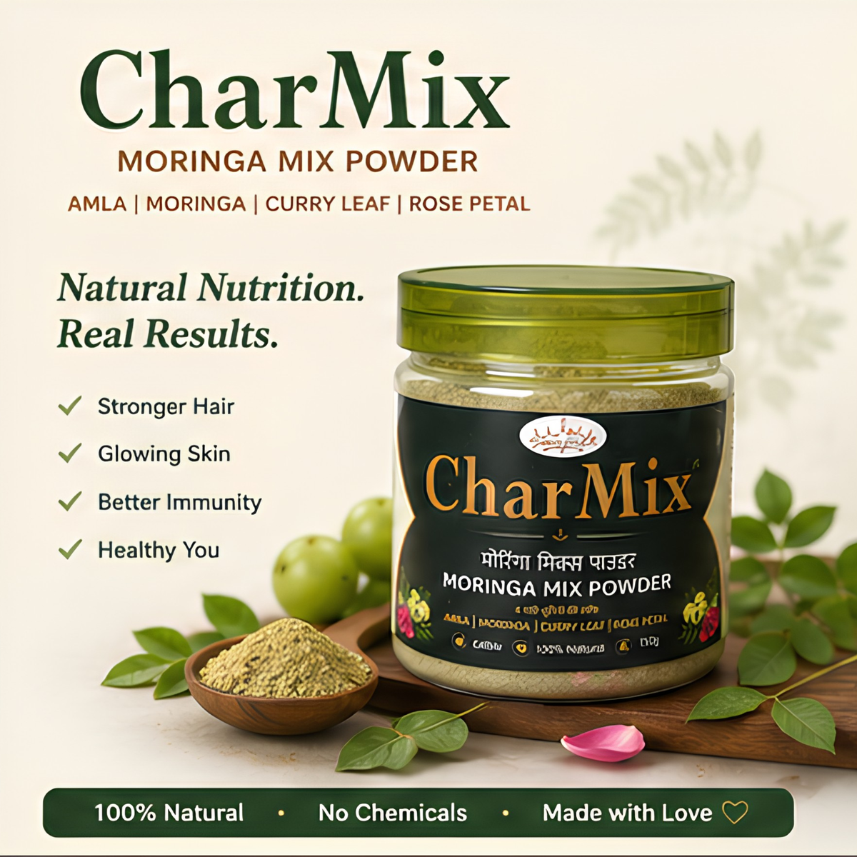 CHARMIX- Moringa Mix Powder - 4 Herb Blend for Hair & Skin