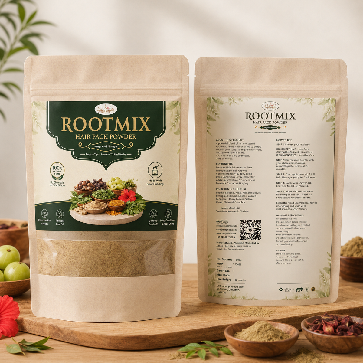 ROOTMIX- Hair Pack Powder - For Hair Growth, Shine & Nourishment